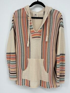 RIP CURL Sweater Cream Multi Colored Stripes Knit Pullover Women’s XL